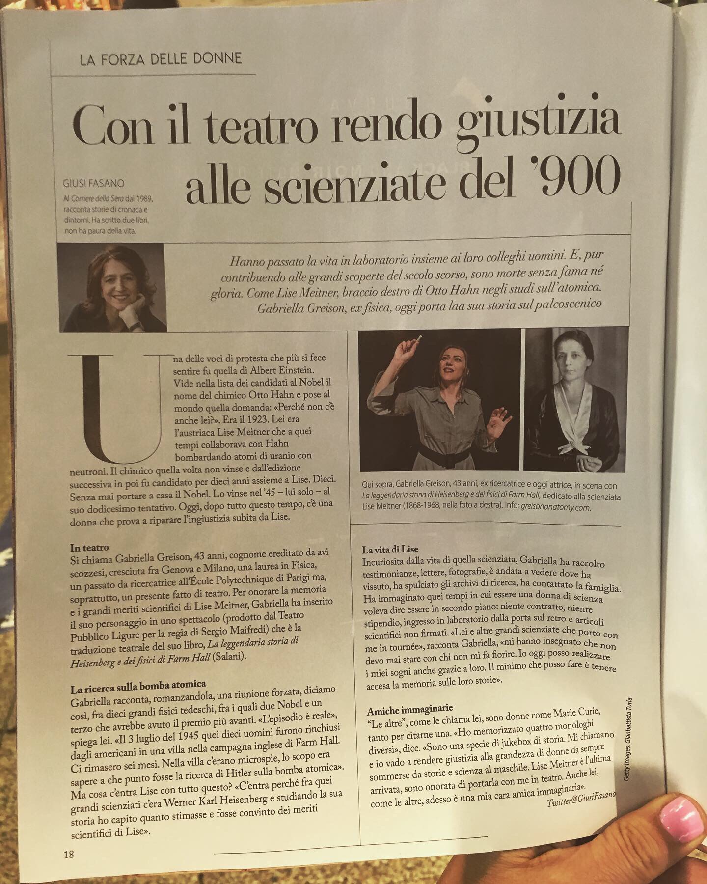 Sulla rivista F (del Corriere della Sera) in edicola mi hanno dedicato una pagina…
