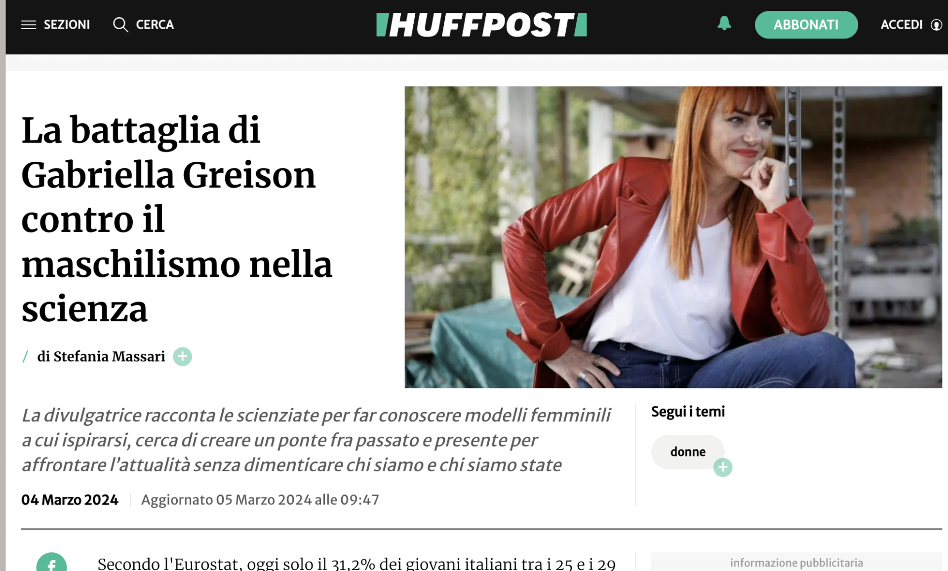 Due nuove interviste…su La Nazione e su Huffington Post